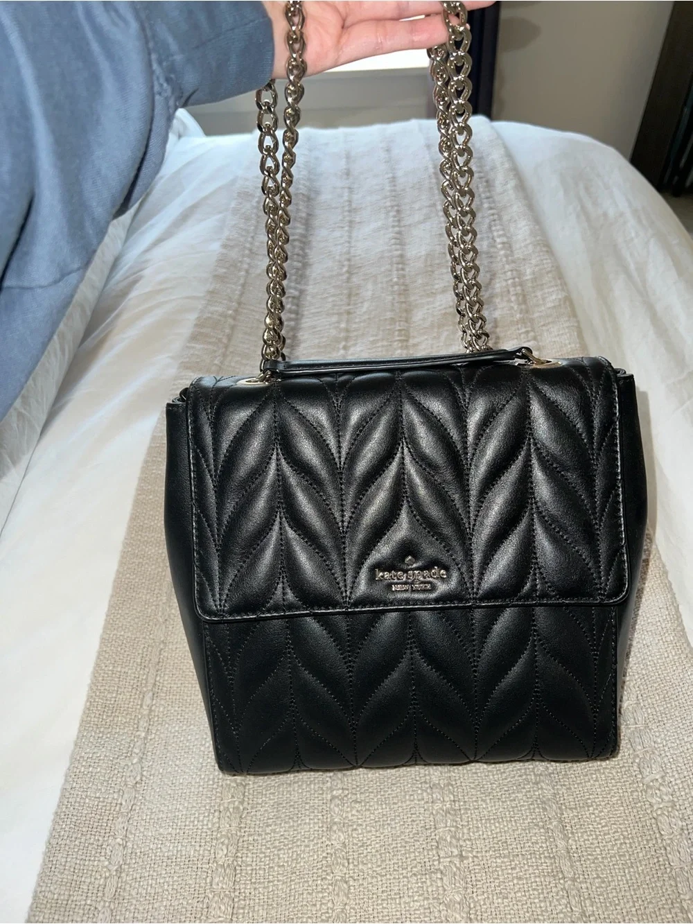 kate spade Black Quilted Leather Crossbody Backpack